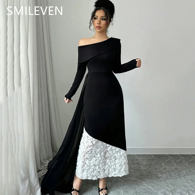 

Smileven Elegant Flowers Applique Mermaid Prom Dress Sexy Long Sleeves Evening Gowns Cocktail Dresses Customized 2025