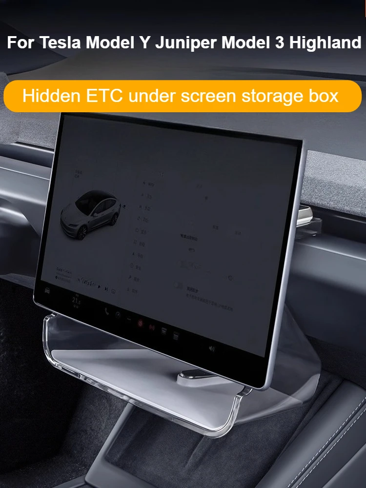 

For Tesla Model Y Juniper Model 3 Highland Tray Under Screen Hidden Storage Boxs Dashboard Storage Box Hidden Screen Box