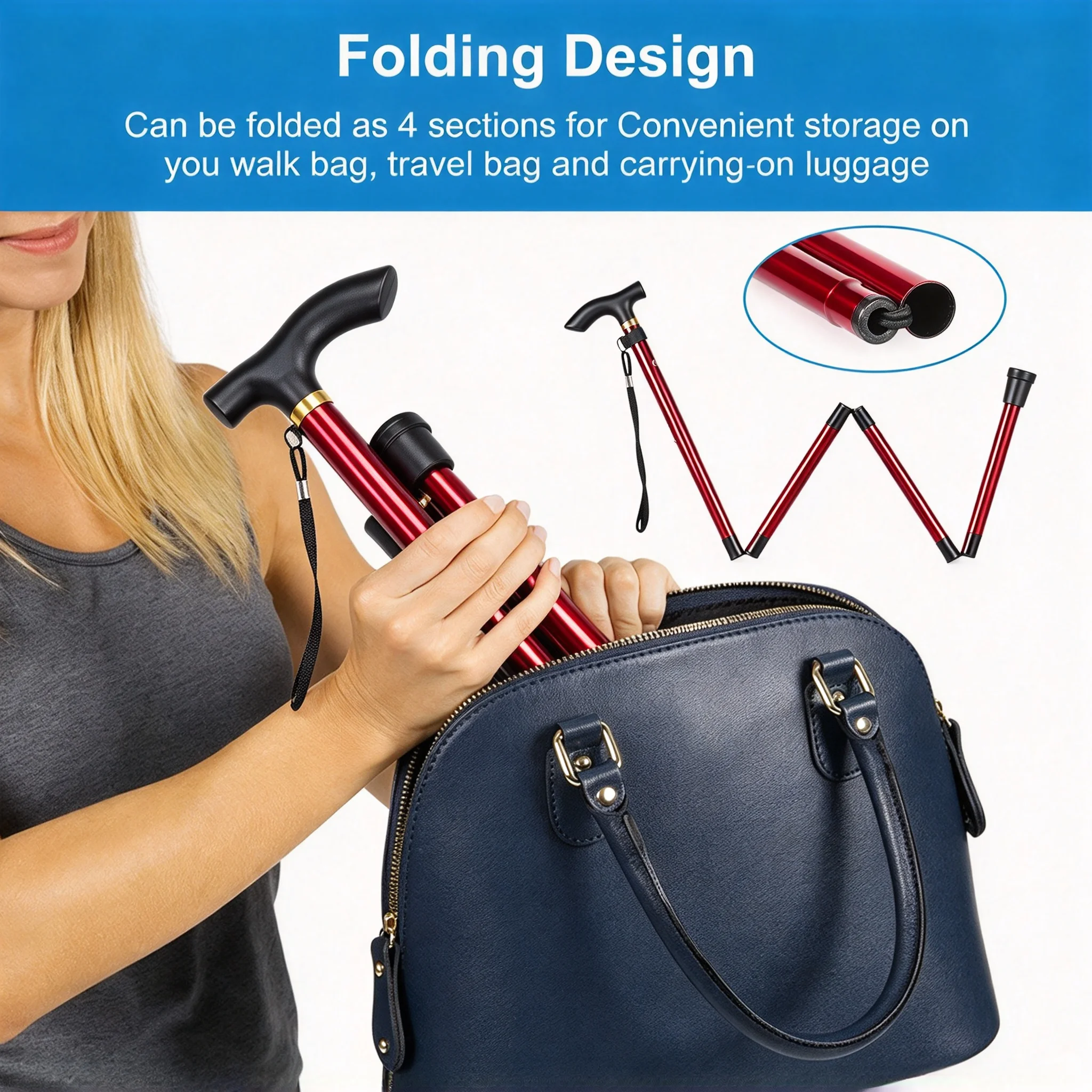 Bastón de senderismo plegable - Folding Walking Sticks Hiking Adjustable reseña y precio