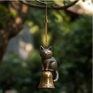 Cat Wind Chime Unique Metal Garden Statue Cat Wind Chime for Cat Lovers Outdoor Hanging Memorial Ornament Porch Decoration Gift