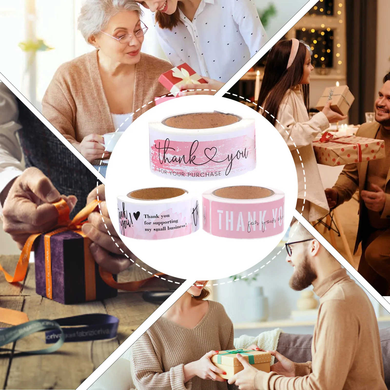 

3 Rolls Thank You Seal Stickers Decorative Household Gift Labels for Wrapping Cookies Candy Shop Baking Packaging Use