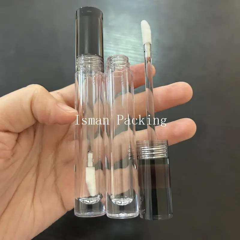 50 buah kristal hitam bening tongkat lip gloss makeup kontainer botol kosong plastik bulat botol kemasan Lipstik Cair 5ml