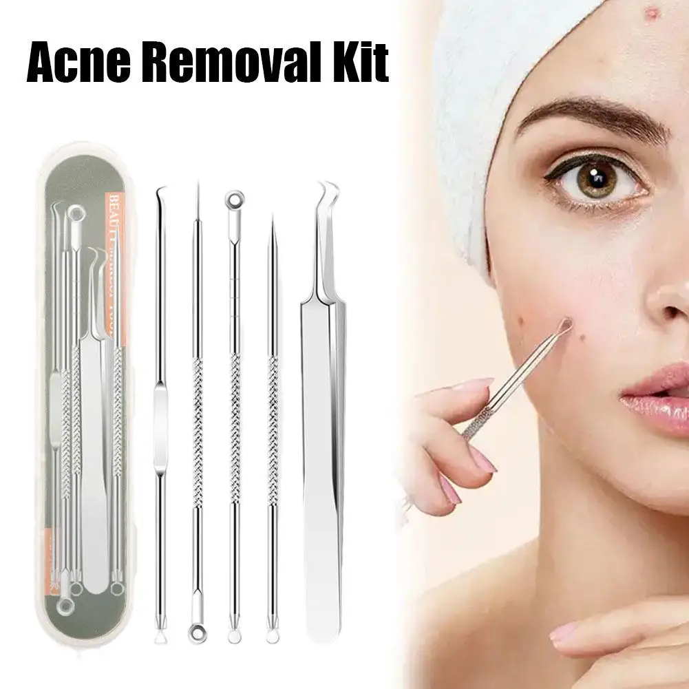 Clip de espinillas de aguja para acné, Kit de recolección y boca para salón de belleza, herramienta de acero para exprimir el acné, cerrado para quitar el Clip inoxidable, Acn I9L1