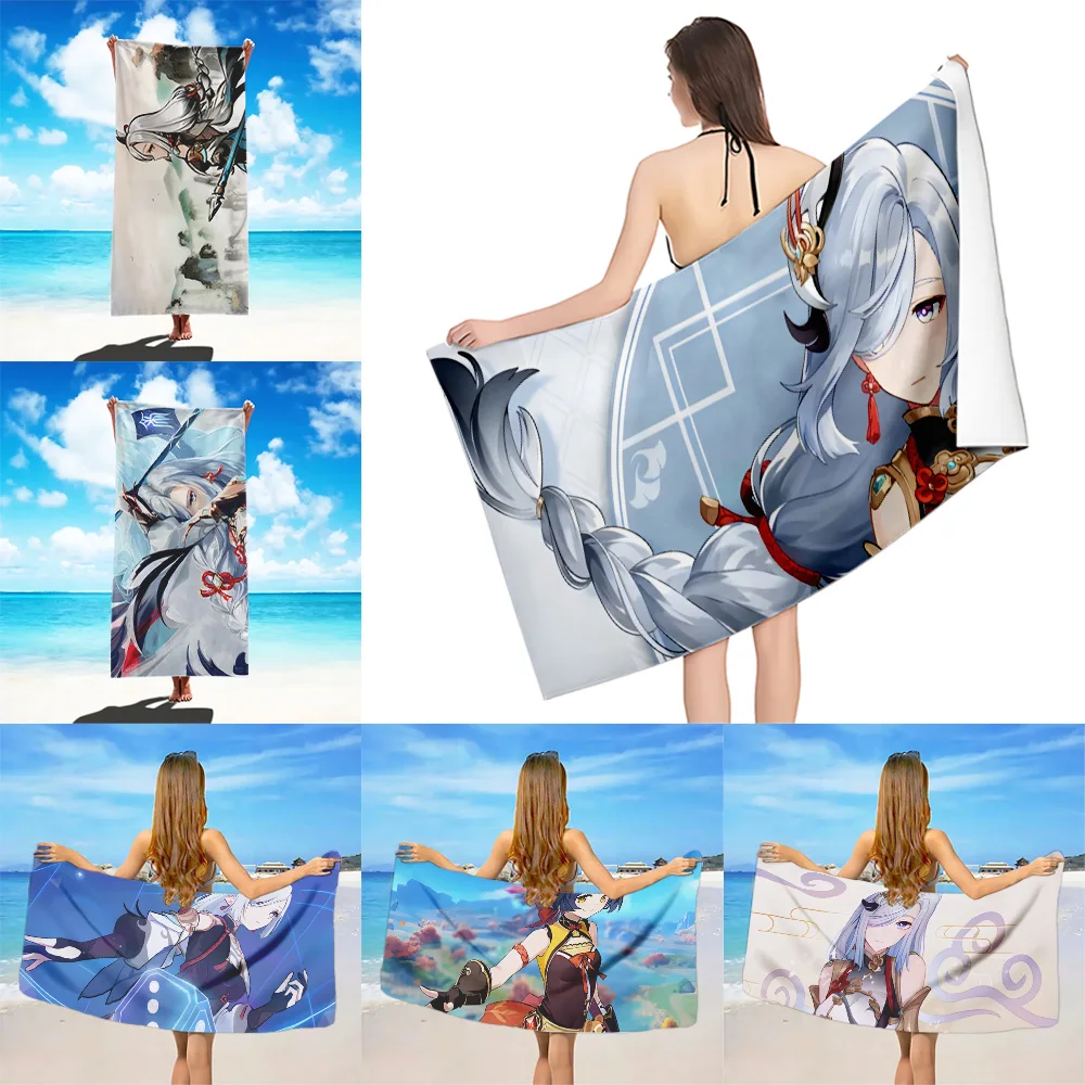 

Genshin Impact Shenhe Beach Towel Microfiber Sand Free Quick Dry Soft Sandproof Pool Towels Gift for Women Travel