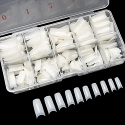 Manicure 500 Pcs French Nail Pieces Boxed Clear Scrub Fake Nail Patch Removable Full Stick Natural Fake Nail Patch