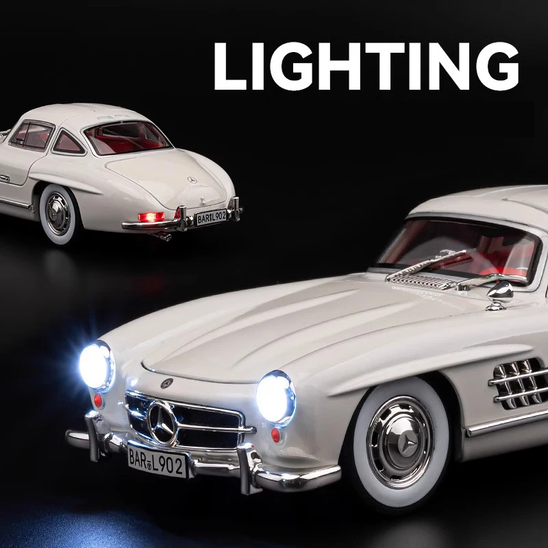 1:32 Mercedes-Benz 300SL Classic Vintage Alloy  Diecast Car Exquisite Model Sound Light Children Toy Collect Ornaments Birthday