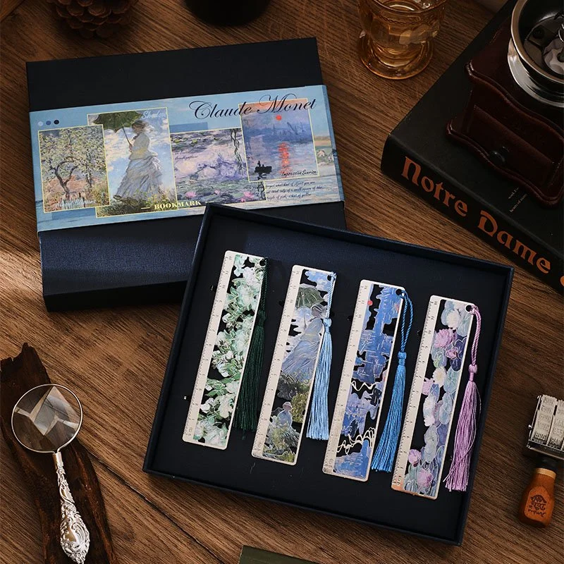 

Роскошная подарочная коробка, 1/4 шт., винтажная линейка для закладок с картинкой маслом, держатель страницы для чтения, подарок на день рождения, элегантный подарок для любителя книг