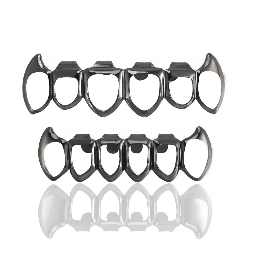 

Hip Hop Teeth Grillz Gold Plated Dental Grills Rock Tooth Grillz Caps Crystal Teeth Caps Halloween Vampire Tooth