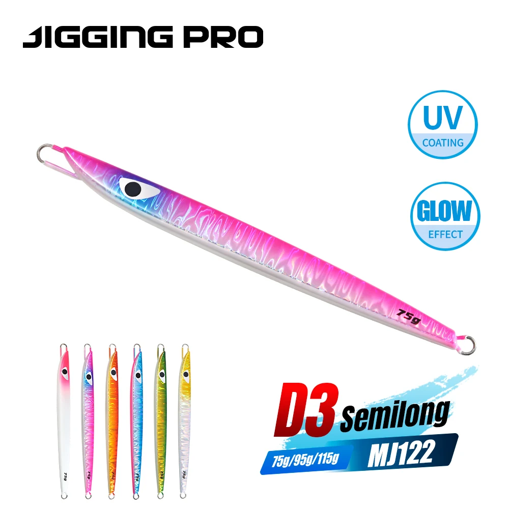 PRZYNĘTA DO JIGGOWANIA JIGGING PRO 75g 95g 115g D3 Semilong Pionowa Przynęta Metalowa do Jigowania na Wody Słone Przynęta Wędkarska do Połowu Morskiego Tuńczyka Bonito