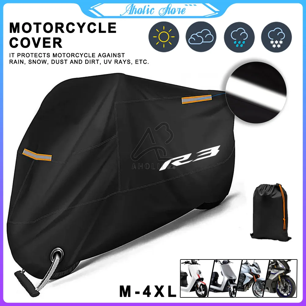 Motorcycle Cover All Season Universal Dustproof Snowproof Outdoor for YZFR3 YZF-R3 YZF R3 2015-2023 2022 2021 2020
