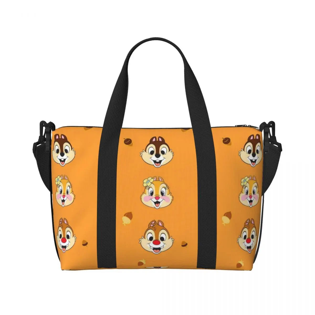 Custom Large Funny Cartoon Chip And Dale Tote Bag Women Shoulder Shopper Beach Gym Travel Bag