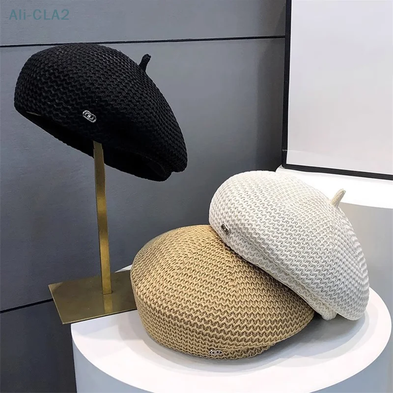 Women Beret Fashion Plain Octagonal Newsboy Cap Retro Internet Celebrity Ladies Painter Tour Cap Breathable Sunscreen Hats