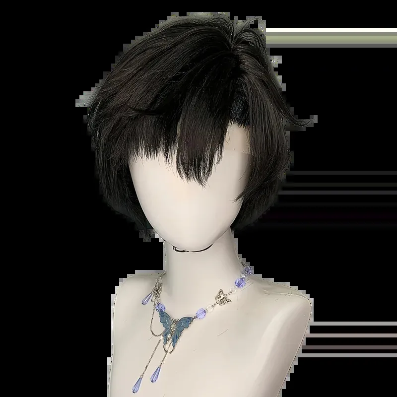 CyAlien Stage Ivan Wig Anime AlienStage Black Sorrow Ivan Cosplay Wig Men Black Short Hair High Heat Resiatant Hair Free Wig Cap view 2