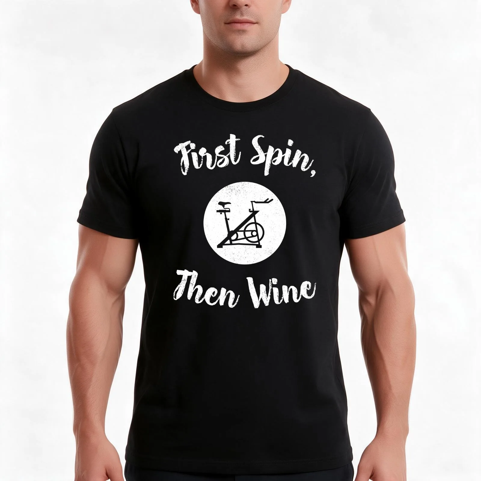 First Spin Then Wine T-Shirt Summer Casual Cotton Tee Oversized Streetwear Tops Vintage Graphic Print Loose Fit Short Sleeve