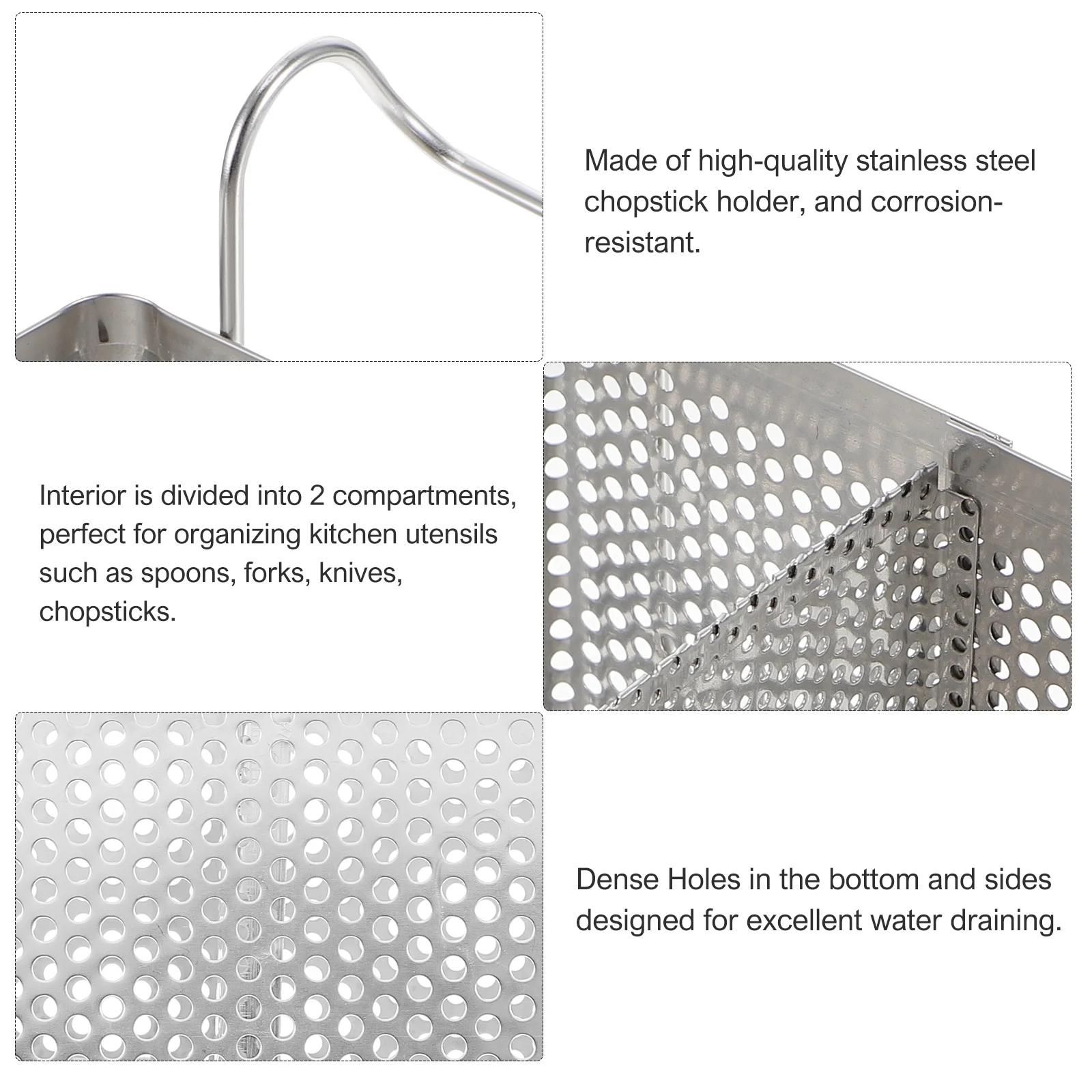 معلقة الفولاذ المقاوم للصدأ عود تجفيف الرف مقصورات مزدوجة حامل أدوات المائدة أواني المطبخ المنظم تجفيف التهوية