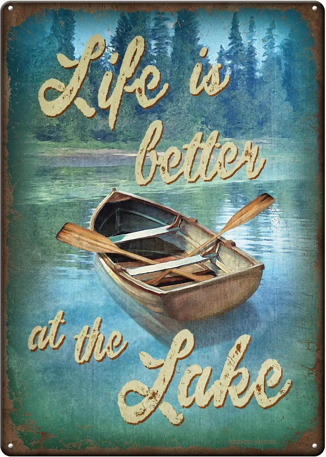 Retro Vintage Life Better at Lake Metal Tin Sign Home Bar Cafe Retaurant Wall Decor Signs 12x8inch