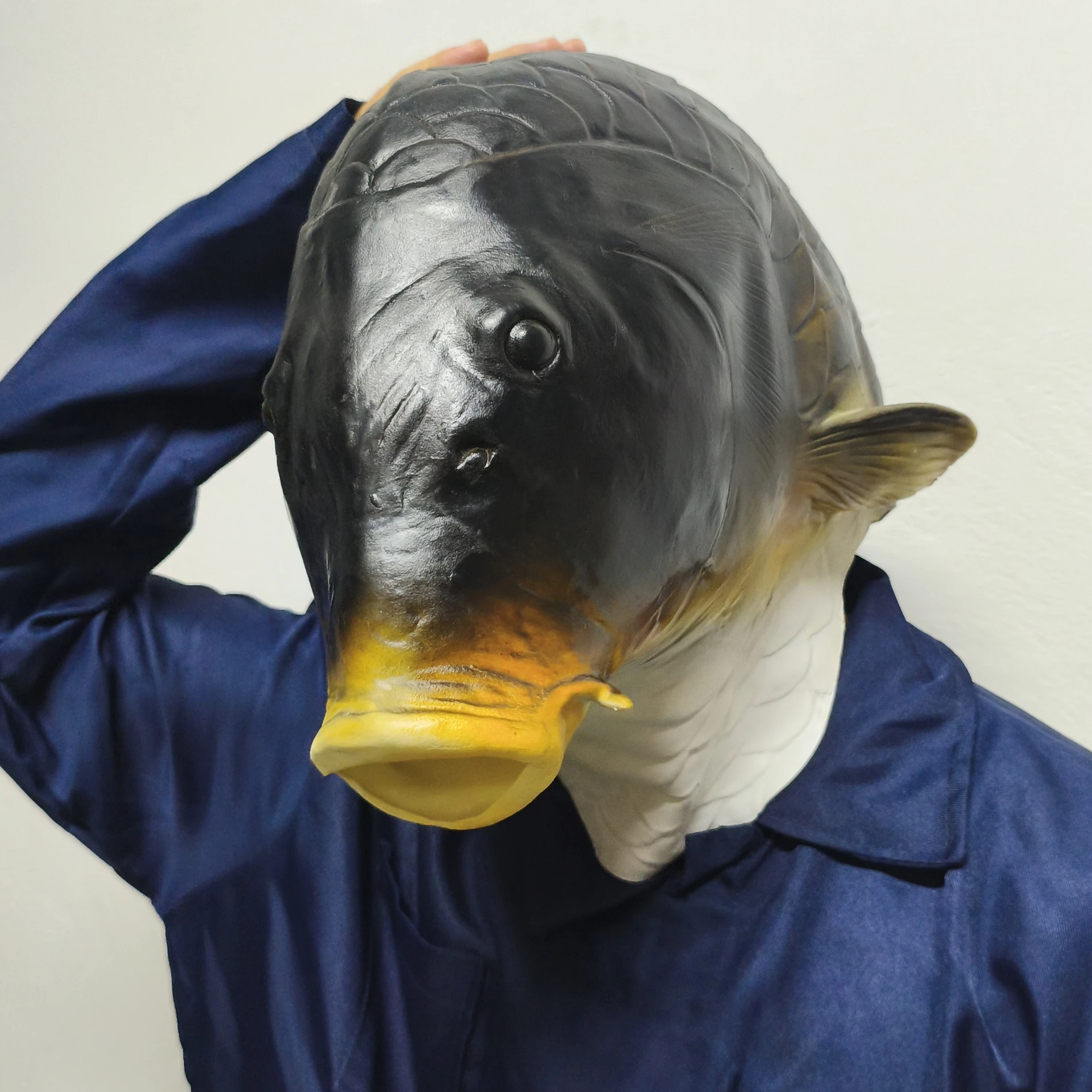 

Латексная имитация синей рыбы, маска красной рыбы для Хэллоуина, ролевые игры, розыгрыши, подарки, головные уборы в форме рыбы