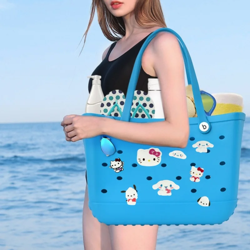 8pcs Hello Kitty Sanrio Outdoor Beach Bag Accessories Detachable DIY, Can Be Paired with the Best Gift