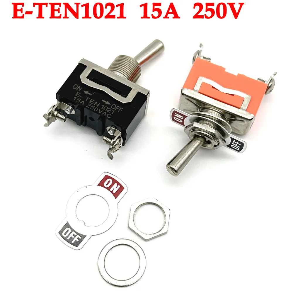 

1pcs Good Quality E-TEN1021 2-Pin SPST 2 Terminal ON-OFF 15A 250V Toggle Switch orange black