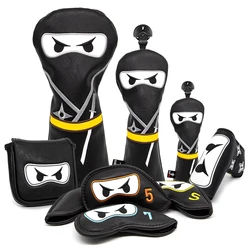 Golf Club headcover Set Aliennana Black Ninja Driver Head Cover Fairway Golf Headcvoer Hybird Blade putter Mallet Putter Covers