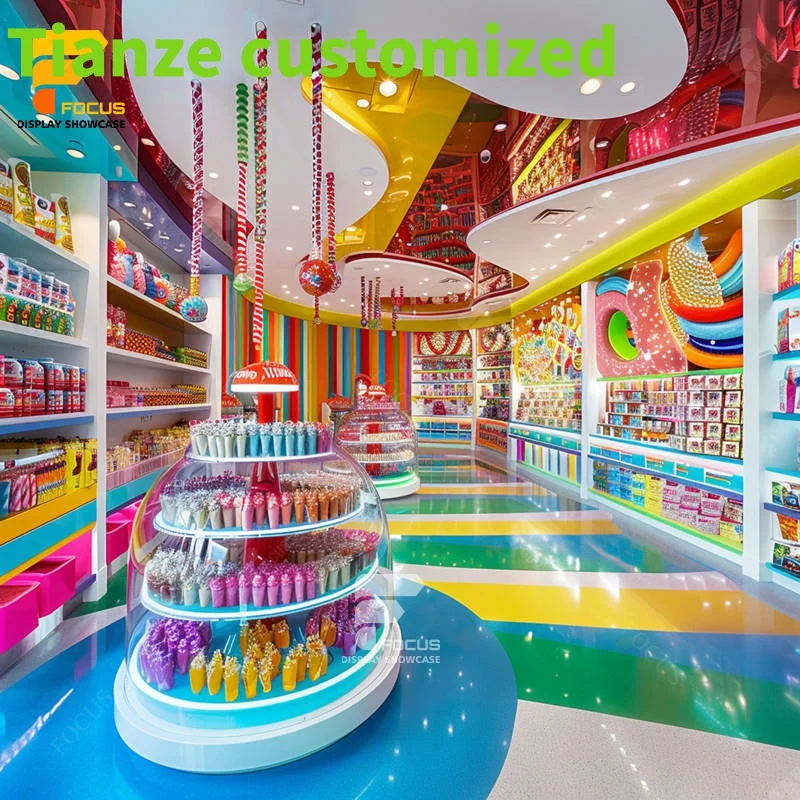 

Customized-Factory Manufacturing Unique Display Sweets Candy Wall Showcase Shop Design Interior Fixture