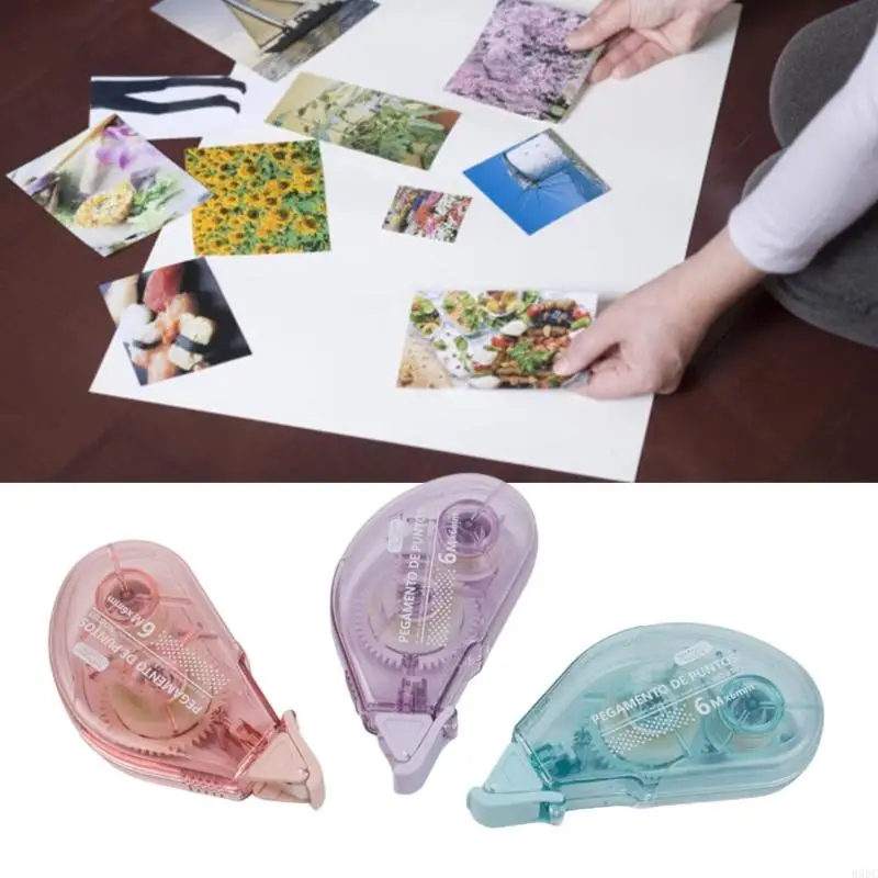 6PCS Băng dính có thể định vị lại Runner 6MMX6M Con lăn kết dính cho thẻ lưu trữ thủ công Làm cho con lăn dính rõ ràng 896C