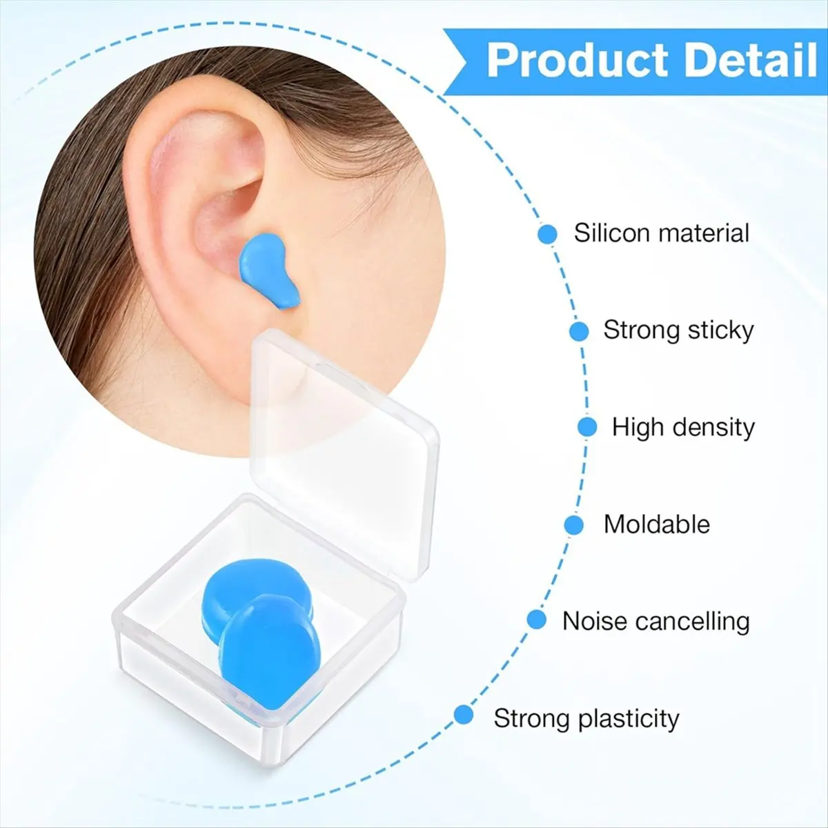 Portable 21 Pairs Ear Plugs for Sleeping Reusable Moldable Silicone Earplugs Soft Noise Cancelling Earplugs,Blue+White+O