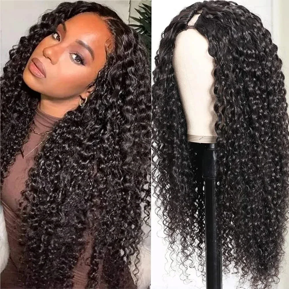 Hair 16-24 INCH Brazilian Lace Front Wig Deep Curly Wig No Leave Out Natural Color Free Part Transparent Women Lace Closure Wigs