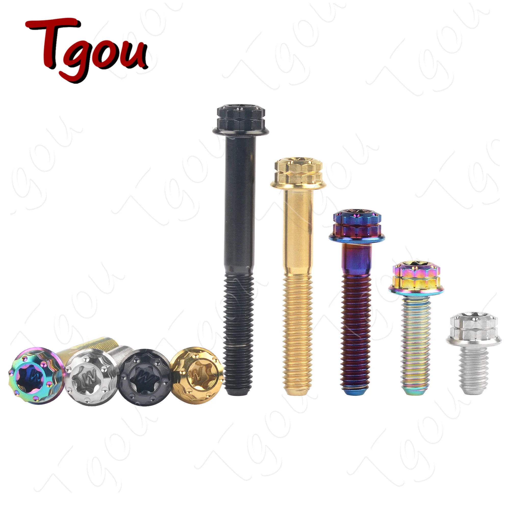 Tgou Titanium Bolt M6x10 15 20 25 30 35 40 45 50mm Torx T30 Flange 12 Points Head Screw for Bicycle Motorcycle Modification