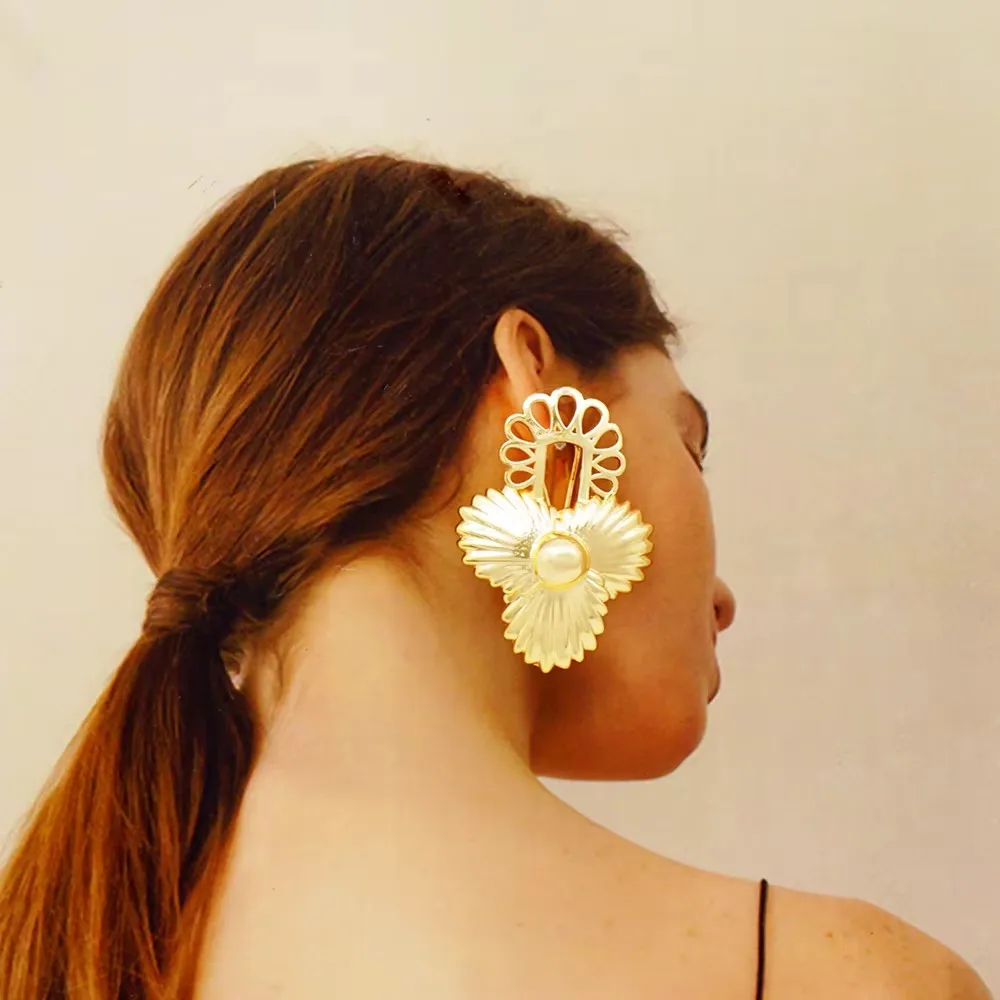 

Earrings For Women Gold Color Quality Large Earrings 18K Gold Plated Fashion Jewelry Wedding Party Accessories Gift Trending