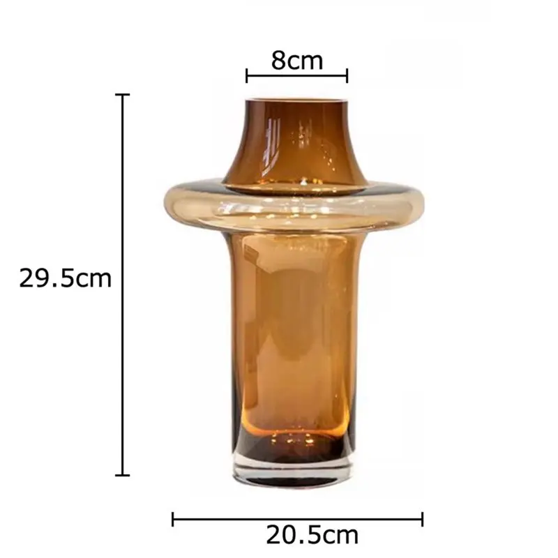 Glass Vase Amber Color Tower Shape Table Decoration Flower Arrangement Hydroponics Plant Pot Flowers Vases Large Size