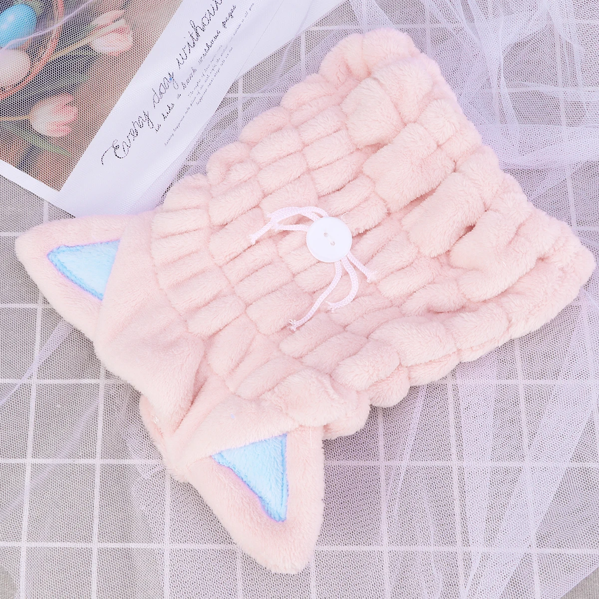 

Quick Dry Hair Cap Thicken Towel Fast Drying Pink Cat Ear Shower Hair-drying Coral Ideal Daily Home Gym Travel Use