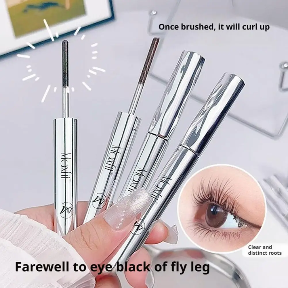 Metal Iron Lashes Mascara Waterproof Silk Fiber Mascara Black Long Curling Eyelash Extensions Non-clumping Eyes Makeup Cosmetics