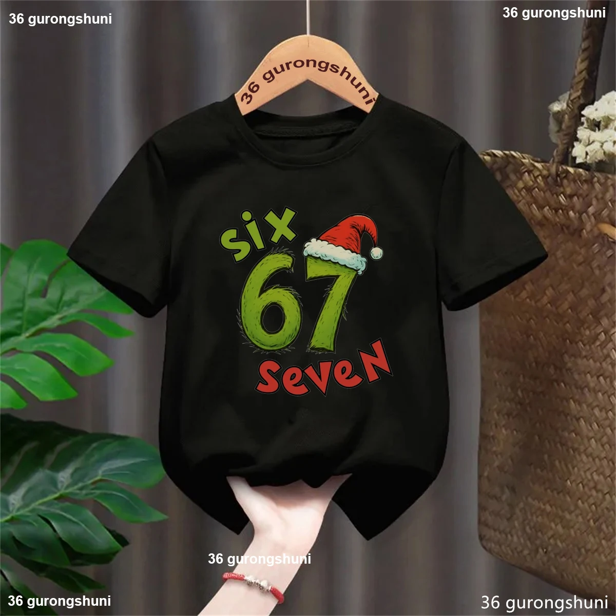 

New Arrival 2025 Christmas Six Seven 67 Meme Printed T Shirt Girls/Boys Solid Shirt Xmas Gift Shirt Children'S Clothing Tops