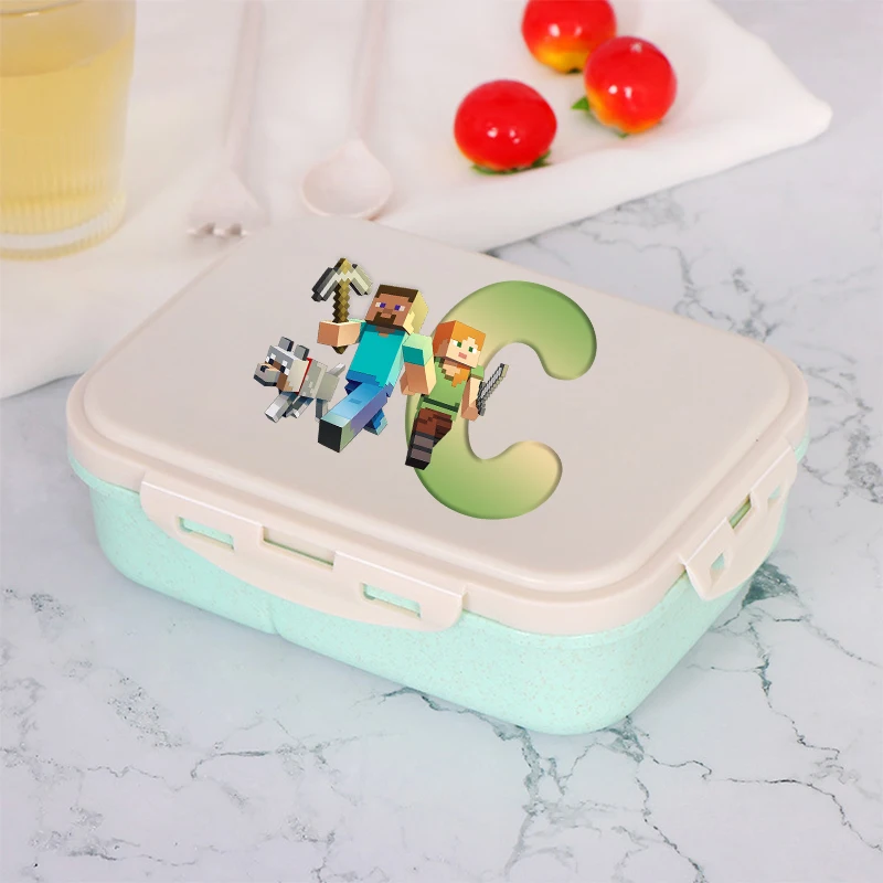 

Game Theme Letters A-Z Print Bento Box Minecrafted Lunch Box Portable Food Boxes Picnic Case Children Food Container Gifts New