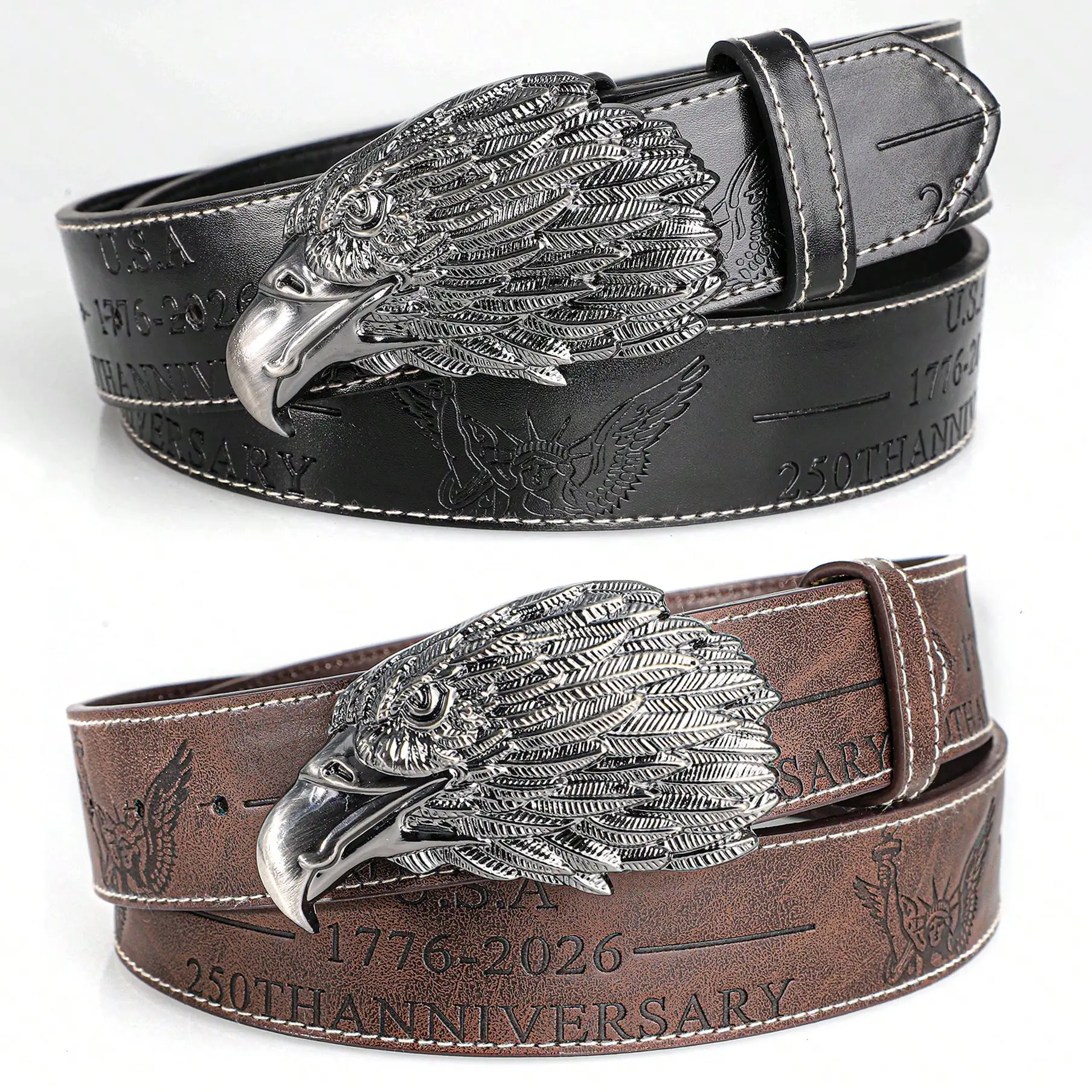 

Модный ремень с пряжкой в виде орлиной головы в стиле ретро - памятный аксессуар, посвященный Дню независимости США и 250-летию США.