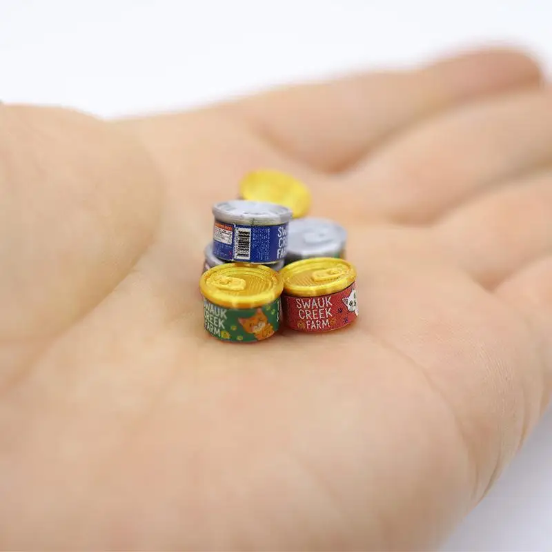 2 Stuks Miniatuur Kattenvoer Speelgoed 1/12 Poppenhuis Simulatie Kat Kan Poppenhuis Accessoires Home Decoraties Fantasiespel Speelgoed