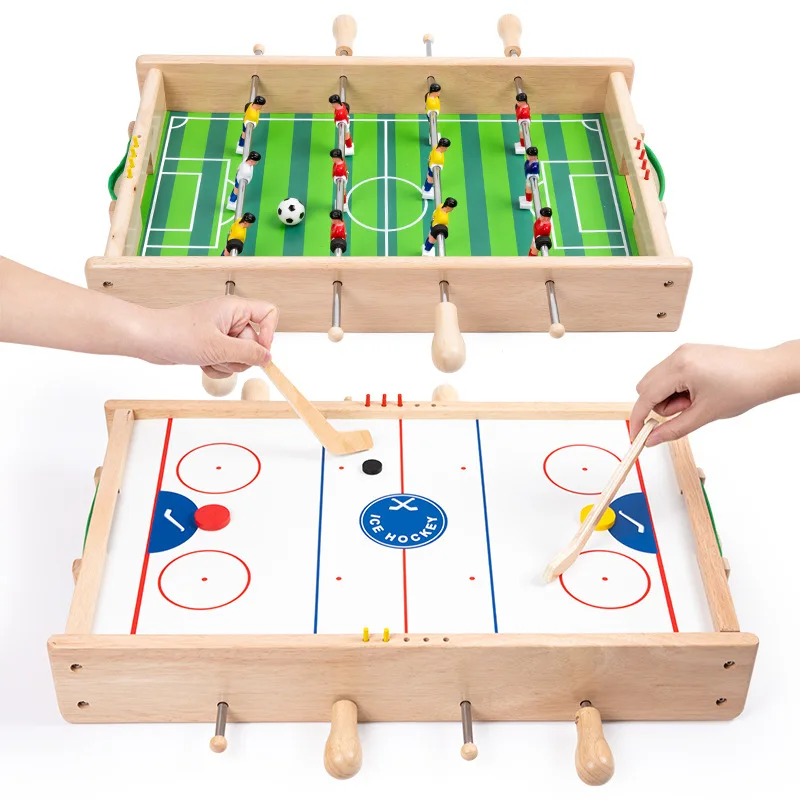 Puzzle en bois de football de table pour enfants, hockey sur glace, jeu de table à double bataille, jouet de jeu coule, 2 en 1