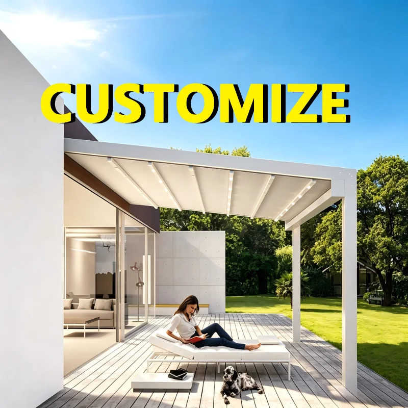 Any Size Custom Louvered Roof Aluminum Bioclimatic Pergola Kits Remote Control Waterproof Uv Resistant Outdoor Sun Shade Privacy