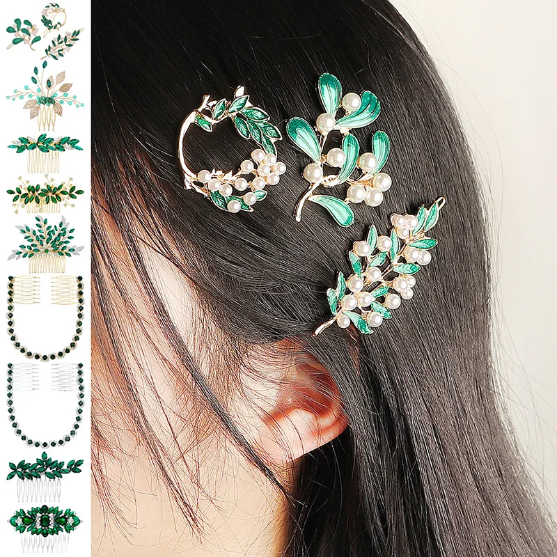 Luxury Rhinestone Hair Comb Green Premium Hair Accessories For Women Handmade Headdresses Birthday Holiday Gifts for Friend image 2
