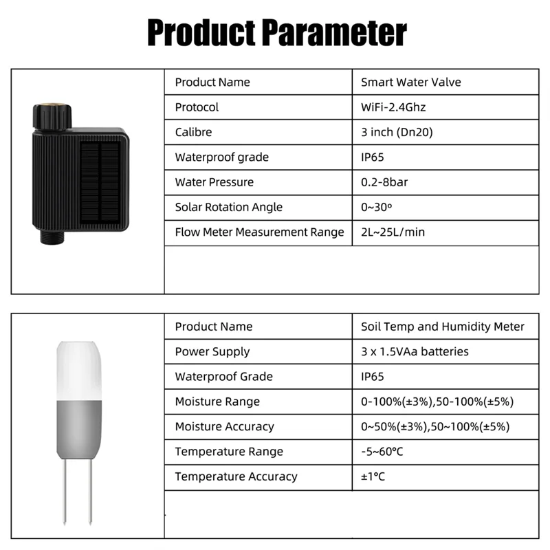 

A92Z Solar Powered Water Timer Smart Water Valve Tuya Smart Water Timer Soil Temperature Humidity Sensor Detector