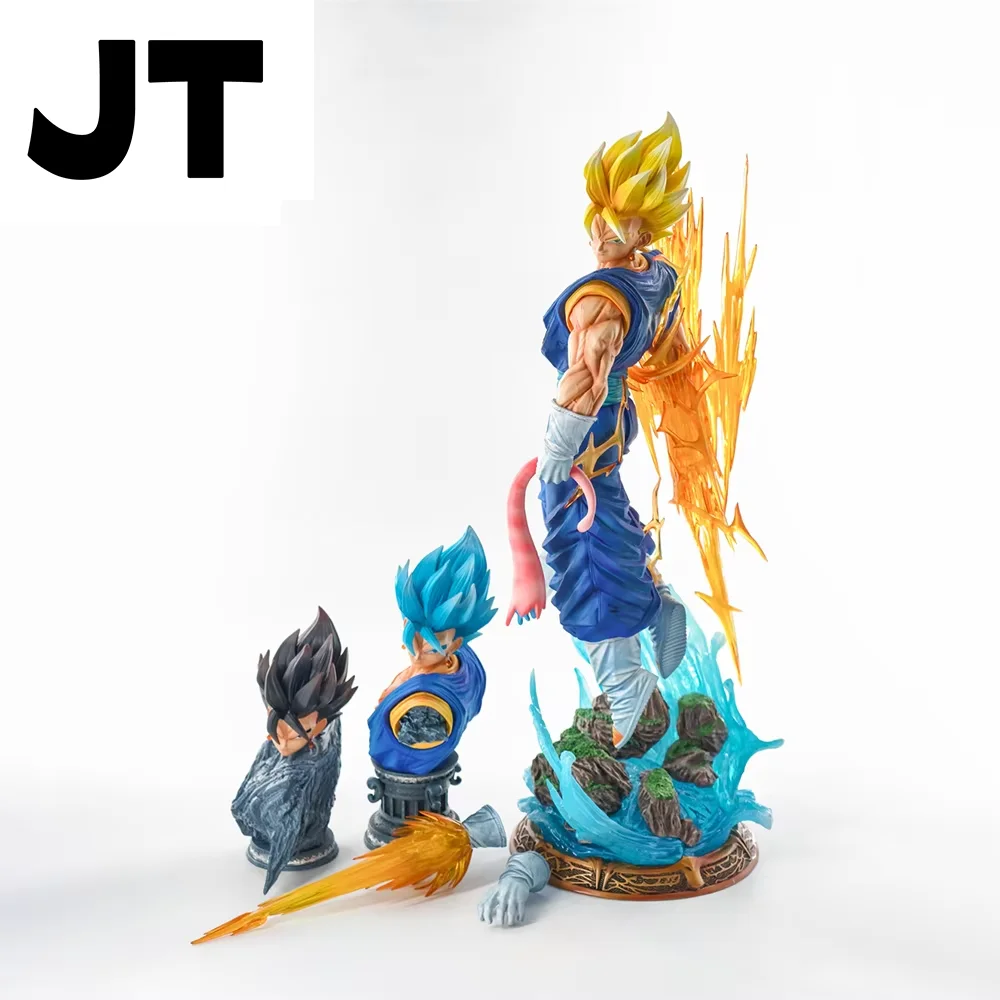 JT Statue 40cm/15.75inch Dragon Ball Z Vegetto Figure 3 Heads Replace Super Saiyan Action Figures Collection Model Toys Gifts