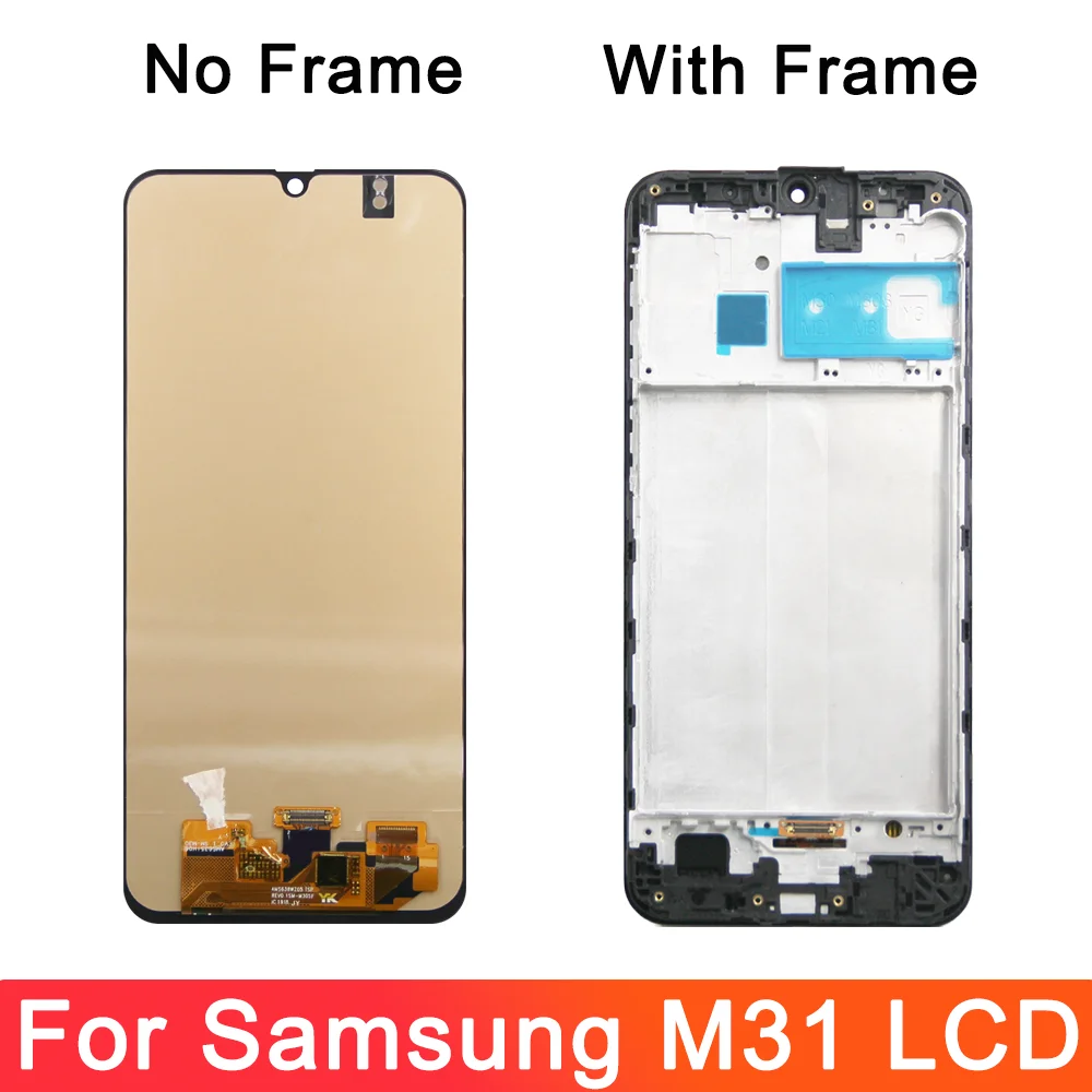 OLED For Samsung M31 M315 LCD with Frame, Display Touch Screen Digitizer Assembly for Samsung M315F M315F/DS Replacement