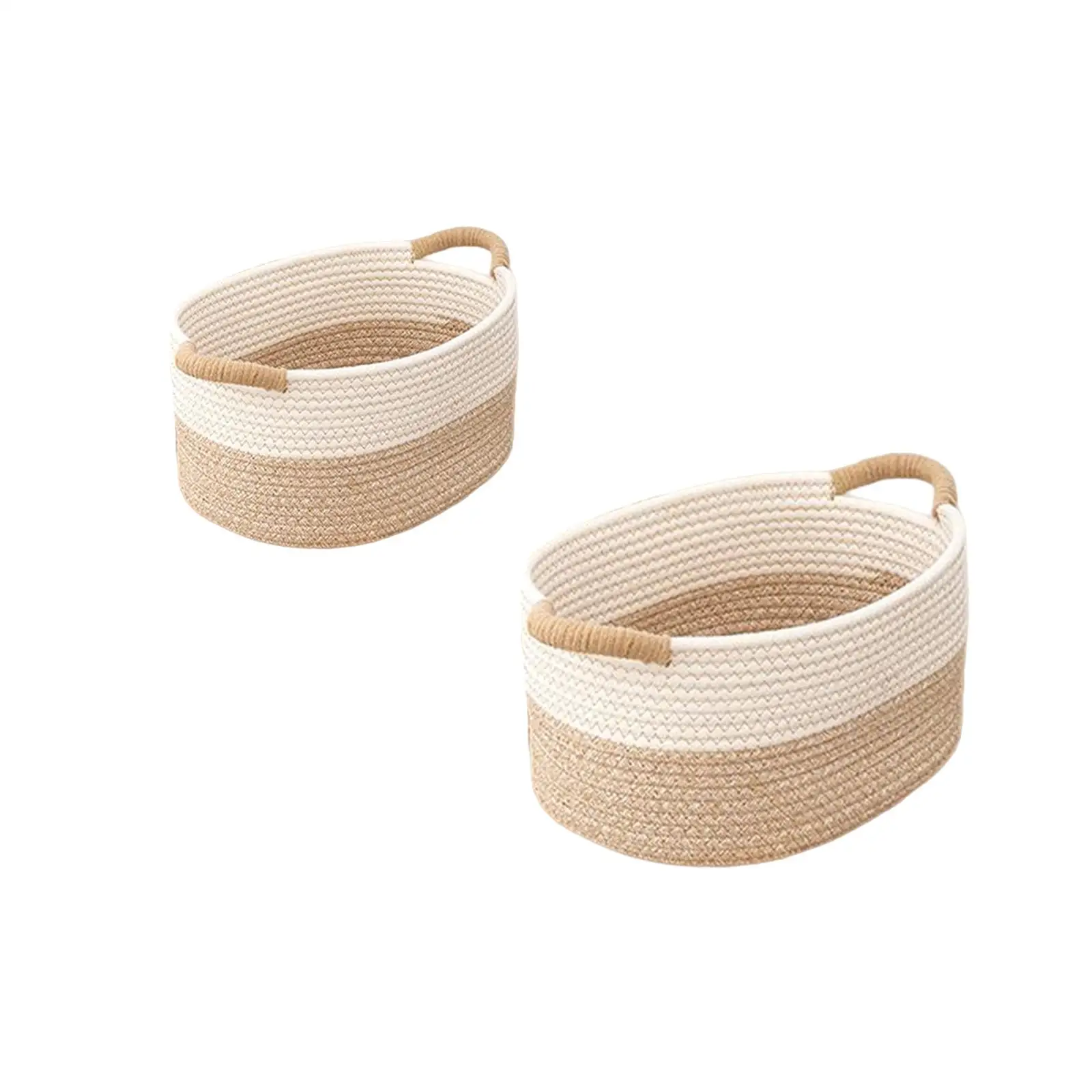 Cotton Rope Storage Basket Portable Rectangle Bin with Handle for Children Toys Pet Accessories