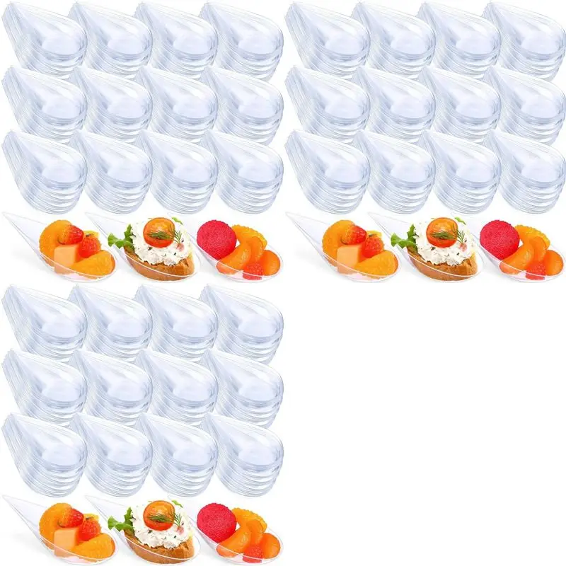 300PCS Unbreakable Drop Appetizer Plates Tableware Reusable Plastic Tasting Cup Sauce Dish Ice Cream Cup Caviary A-AT30