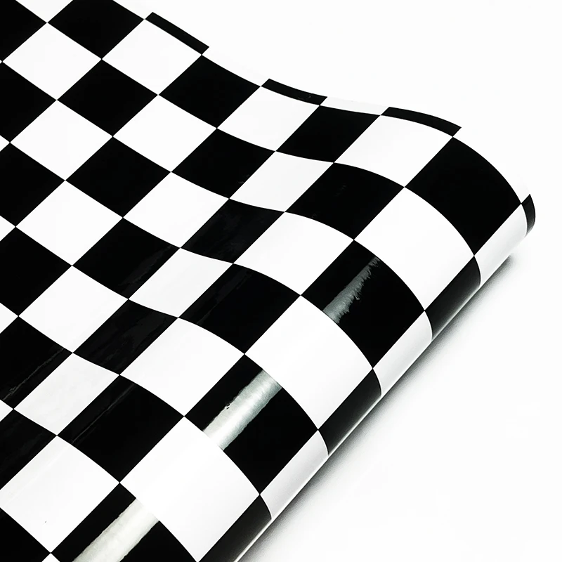 Black White Checkered Racing Flag Camouflage Car Vinyl Wrap Film Self Adhesive Furniture Kitchen Countertop Motorbike Sticker