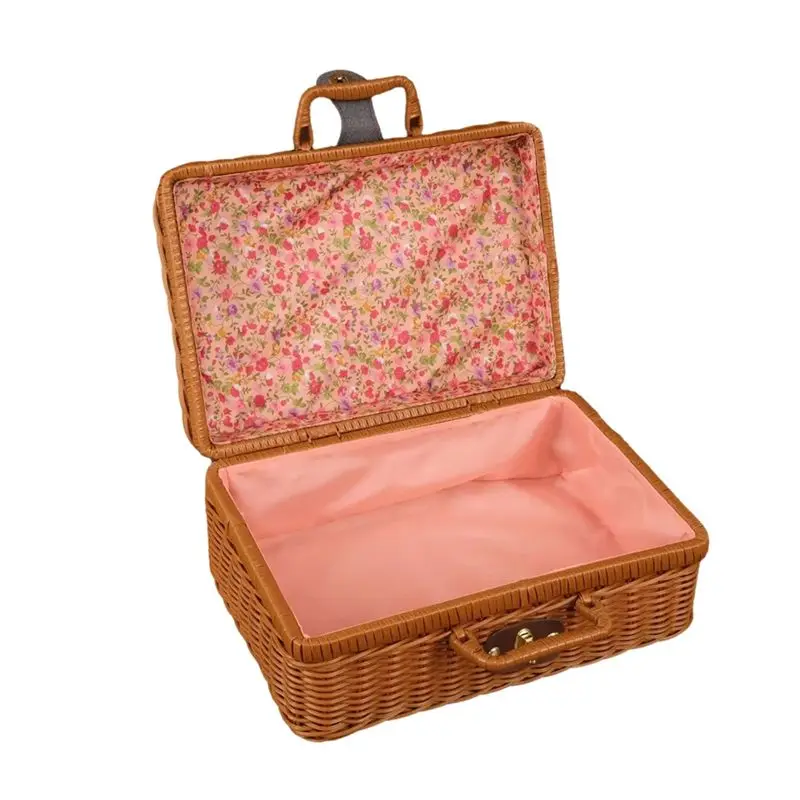 Vintage PP Rattan Woven Storage Box With Lid, Portable Travel Case, Perfect For Wedding Gifts And Holiday Packaging