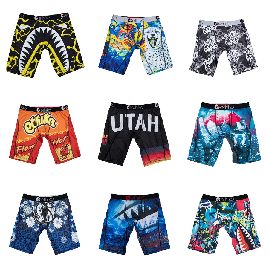 

ETHIKA, 1 шт., мужское нижнее белье, боксеры, дышащие сетчатые мужские трусы с промежностью, большие размеры L-3XL, мужские трусы-боксеры с принтом