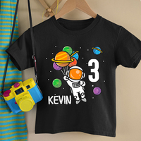 Personalized Astronaut Birthday Shirt Boy 1-9 Years Birthday T-shirt Custon Name Rocket Shirts Tops Kids Space Theme Clothes Tee