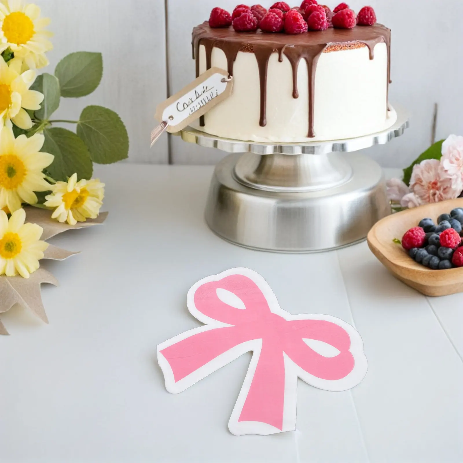 

40Pcs Pink Bow Tie Napkins Disposable Paper Napkins for Girls Birthday Party Supplies Decorative Dining Tissue Festive Tableware